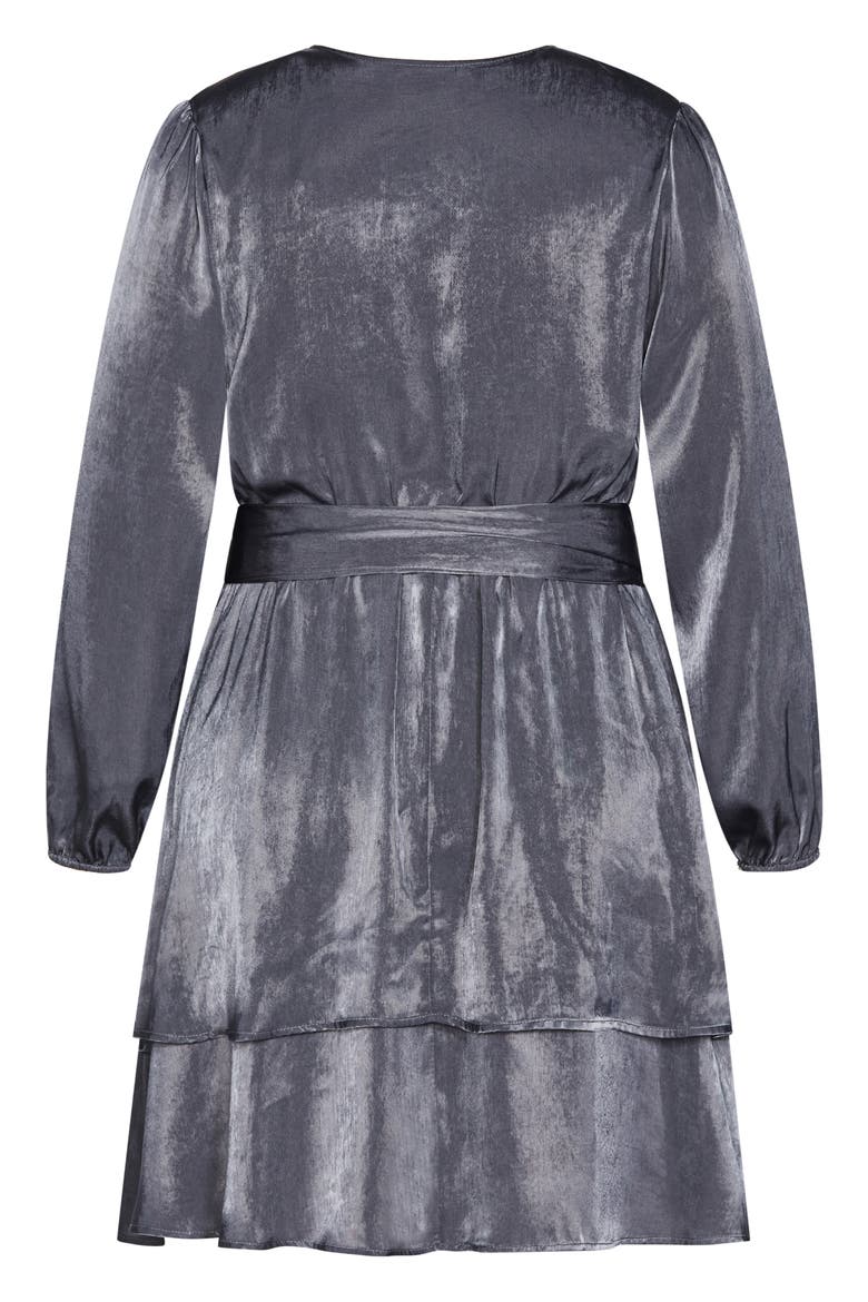 Twisted Ruffle Long Sleeve Minidress, Alternate, color, SLATE