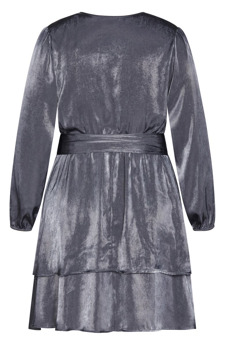 City Chic Twisted Ruffle Long Sleeve Minidress, Alternate, color, 