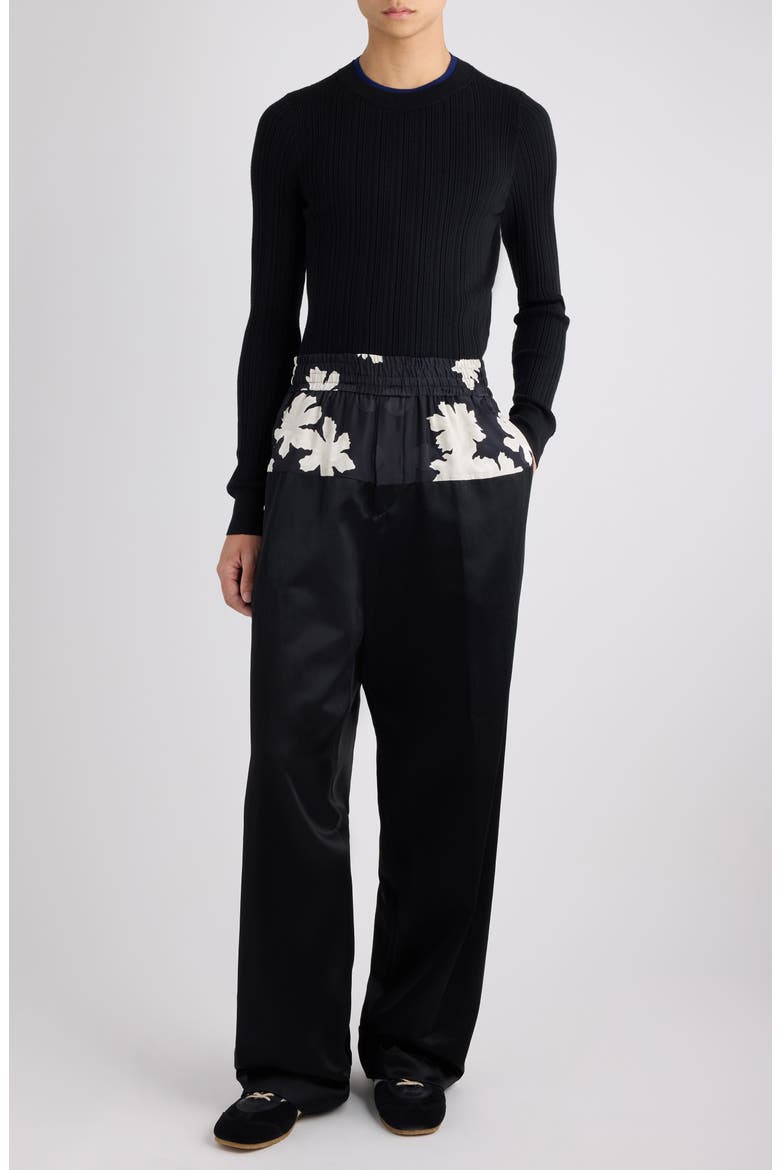 Motif Merino Wool Rib Sweater, Alternate, color, BLACK