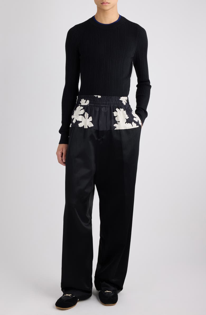 Dries Van Noten Motif Merino Wool Rib Sweater, Alternate, color, Black