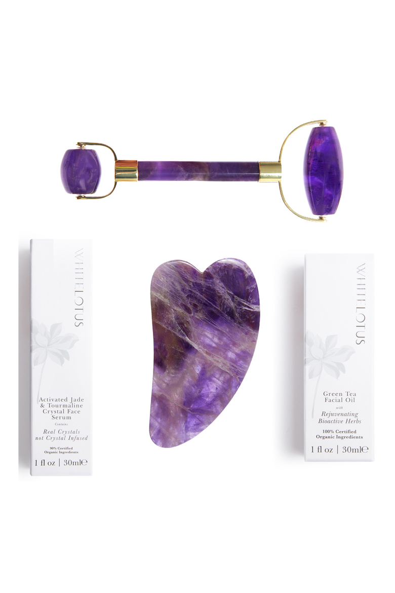 Premium Amethyst Crystal Facial Set, Main, color, Purple