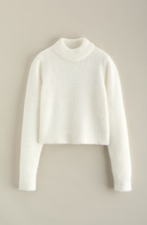 Kids' Eyelash Knit Crop Sweater