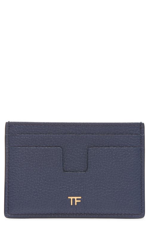 Tom Ford Grained Leather Card Holder In Blue