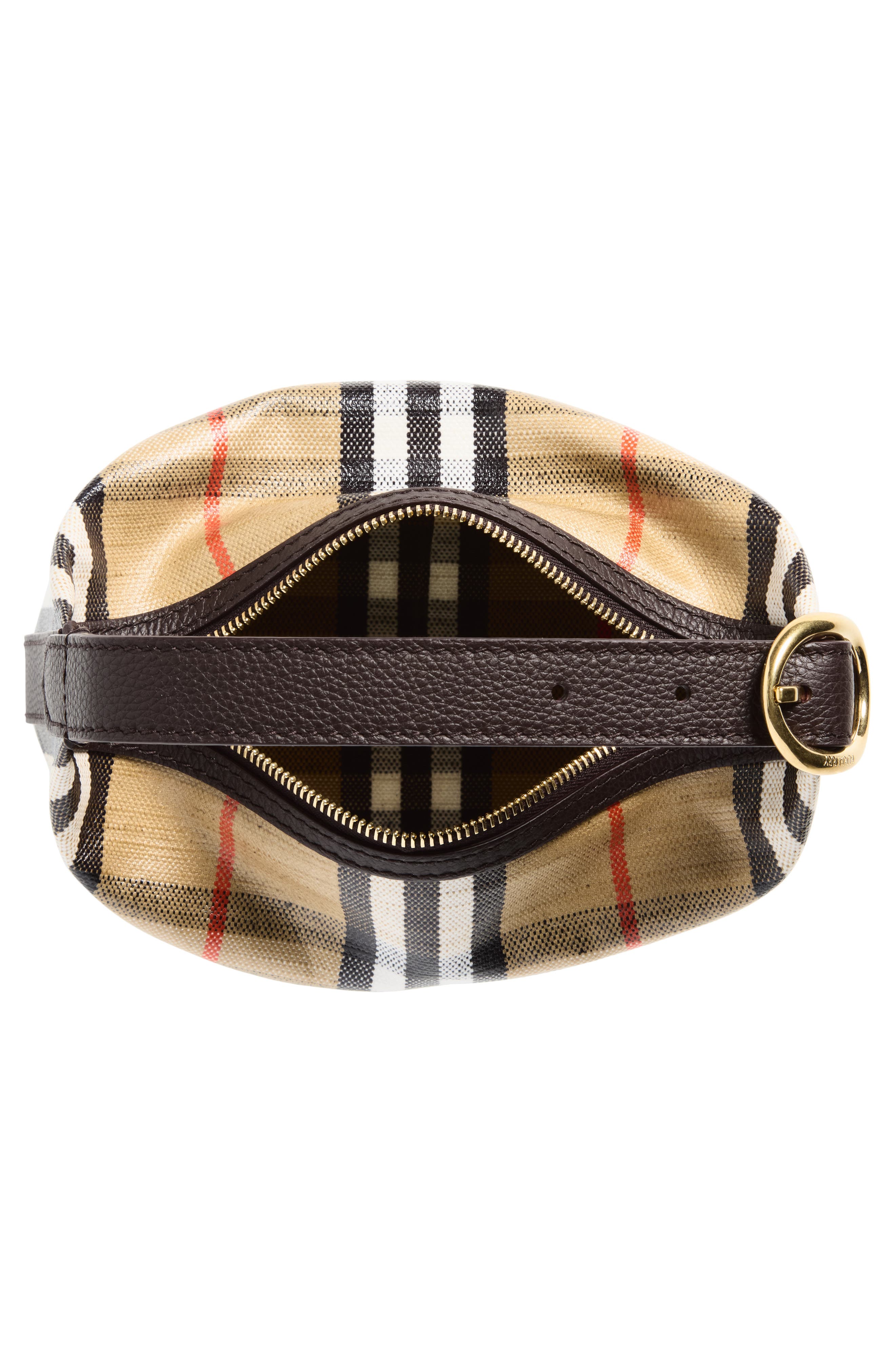 Burberry Highlands Check Coated Canvas Top Handle Bag, Alternate, color, Sand