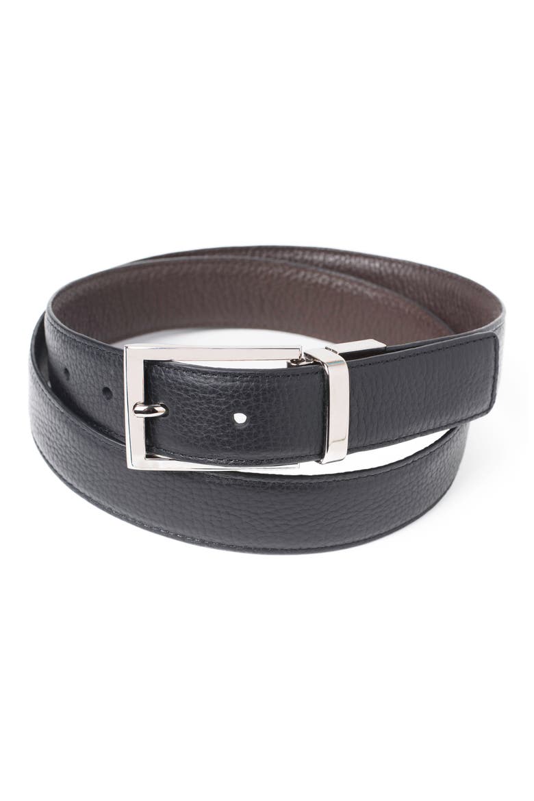 Pebbled Leather Belt, Main, color, BLACK