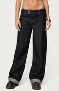 EDIKTED Low Rise Cuffed Straight Leg Jeans