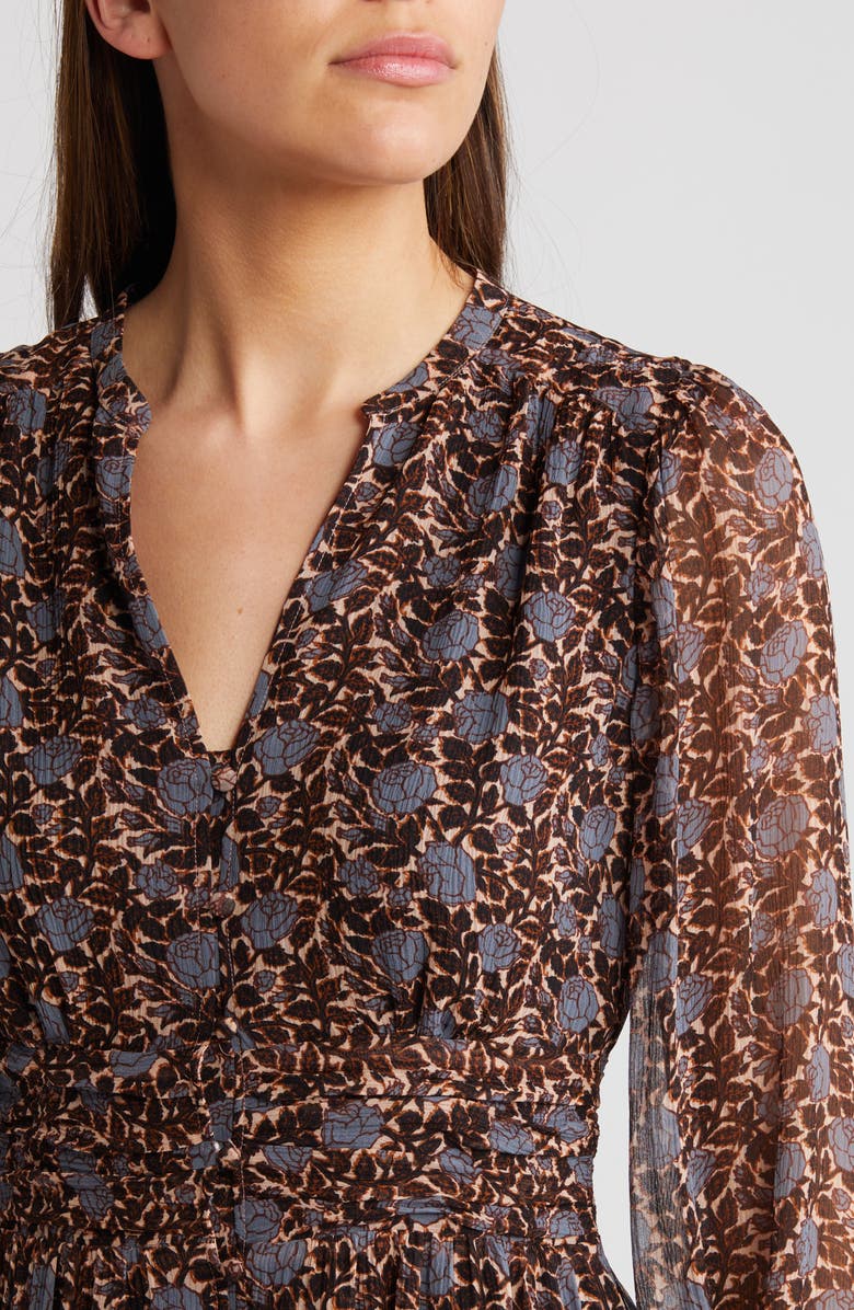 PAIGE Saunter Long Sleeve Crinkle Silk Dress, Alternate, color, 