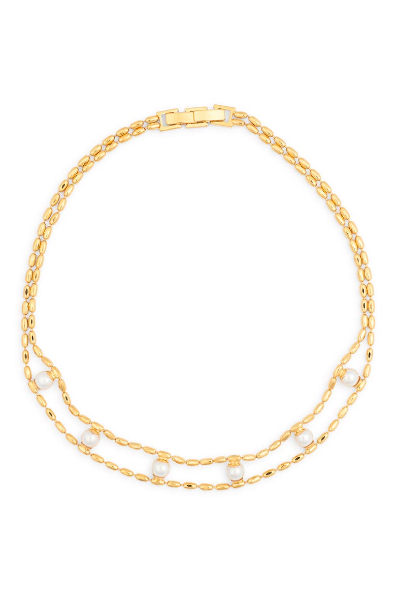 Rosie Faux Pearl Choker Necklace, Main, color, GOLD