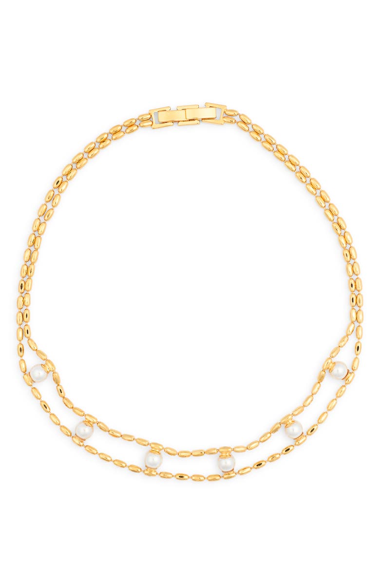 EYE CANDY LOS ANGELES Rosie Faux Pearl Choker Necklace, Main, color, Gold