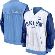 Nike Men's Nike White/Light Blue Los Angeles Dodgers Rewind Warmup V-Neck Pullover Jacket