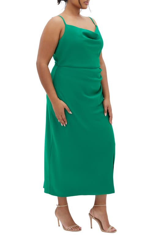 City Chic Mali Gathered Evening Dress In Green