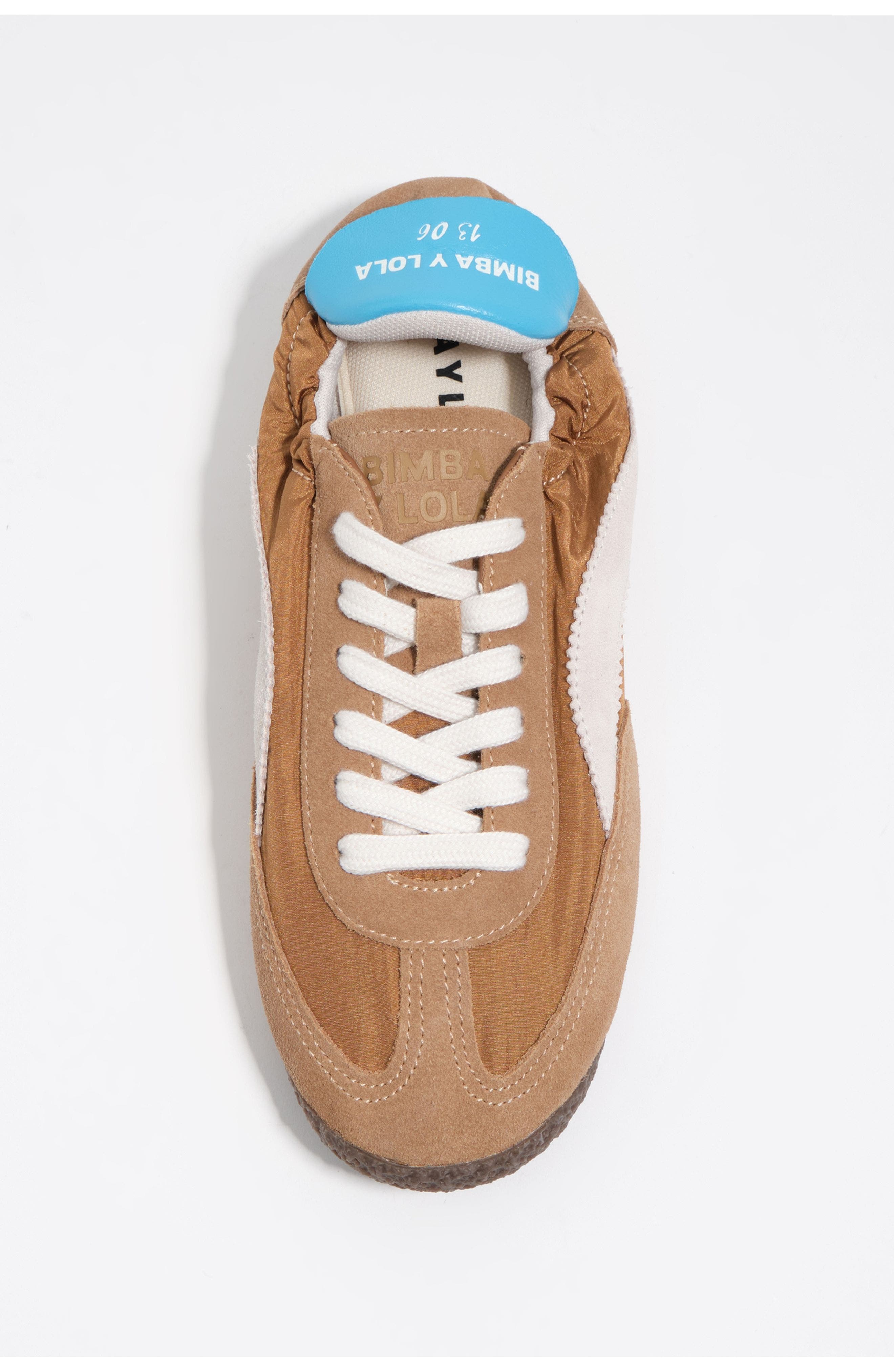 Suede & Nylon Elastic Sneakers, Alternate, color, HONEY