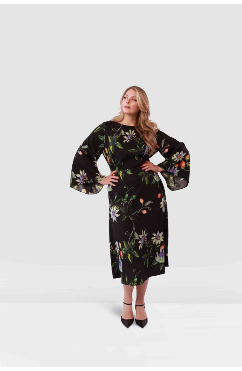 Gabriella Rossetti Lucrezia Silk Twill Dress in Dark Floral, Main, color, 