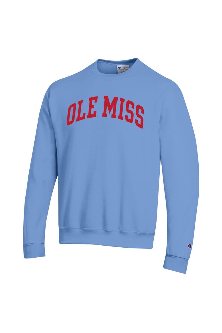 Men's Champion  Powder Blue Ole Miss Rebels Basic Arch Fleece Pullover Sweatshirt, Alternate, color, Powder Blue