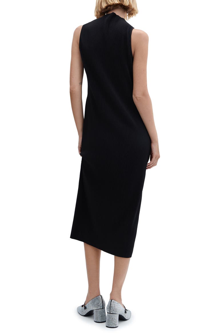 Funnel Neck Ribbed Midi Sweater Dress, Alternate, color, BLACK