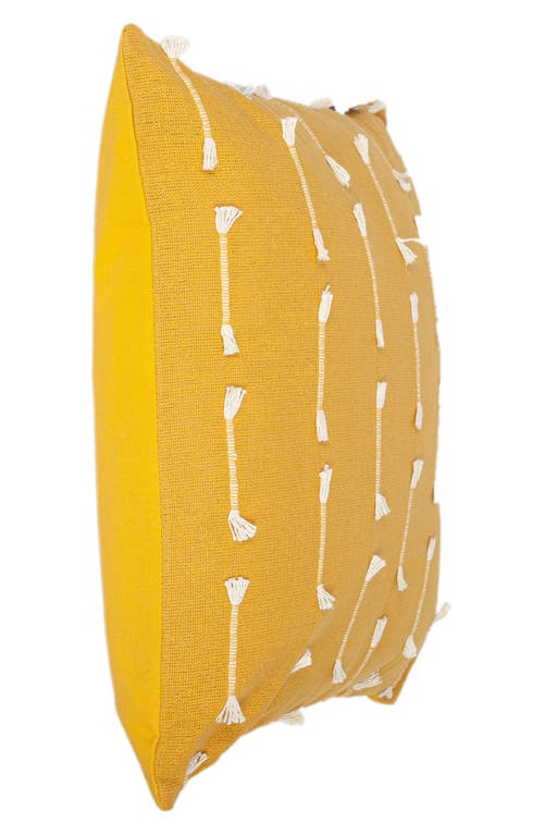 Parkland Collection Fringe Cotton Pillow In Yellow