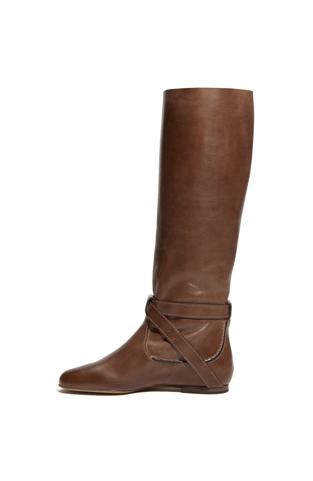 Buckle Strap Leather Boot, Alternate, color, MOUSSE