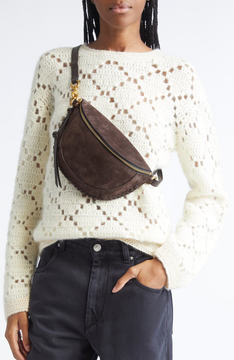 Isabel Marant Skano Suede Crossbody Bag, Alternate, color, Coffee