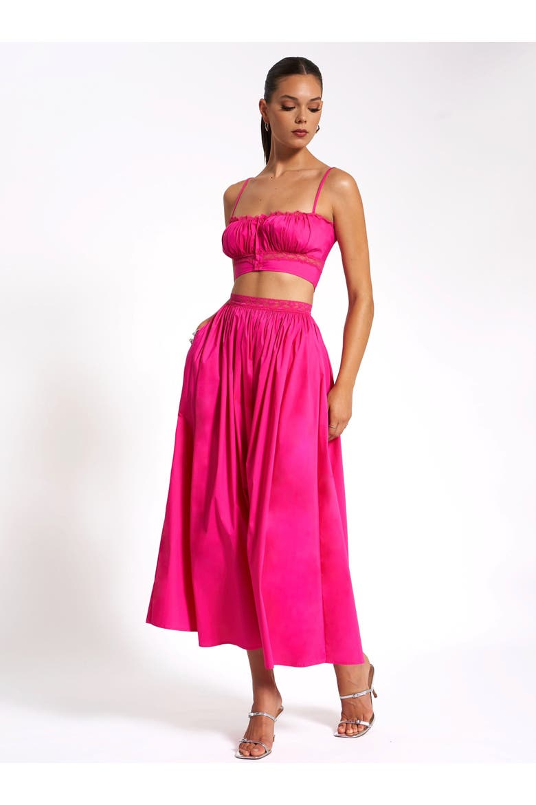 Martha Cotton Poplin Maxi Skirt With Lace Trim, Alternate, color, Fuchsia
