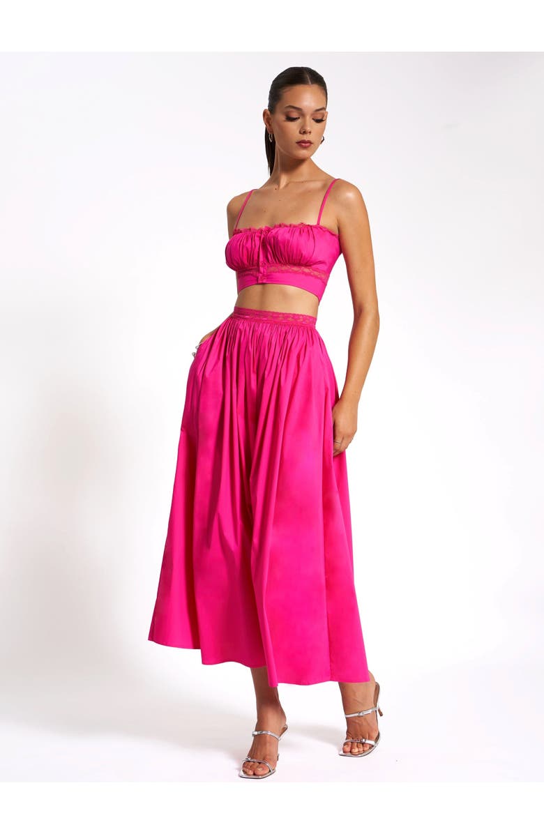 Miss Circle Martha Cotton Poplin Maxi Skirt With Lace Trim, Alternate, color, Fuchsia