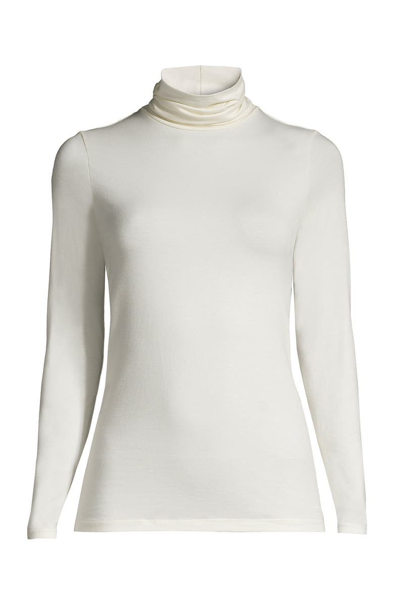 Lands' End Lightweight Jersey Skimming Long Sleeve Turtleneck, Alternate, color, Ivory
