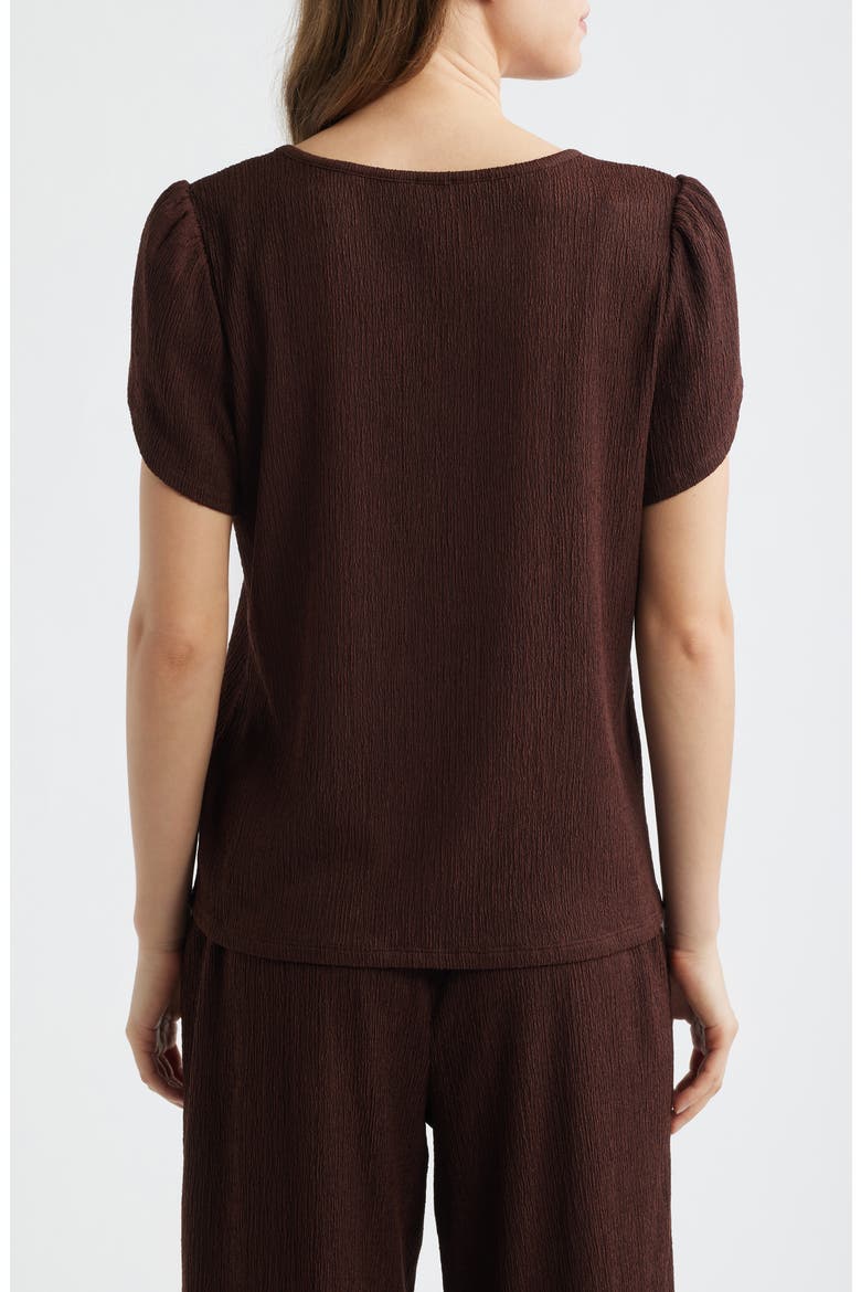 Tulip Sleeve Crepe Top, Alternate, color, DARK CHOCOLATE