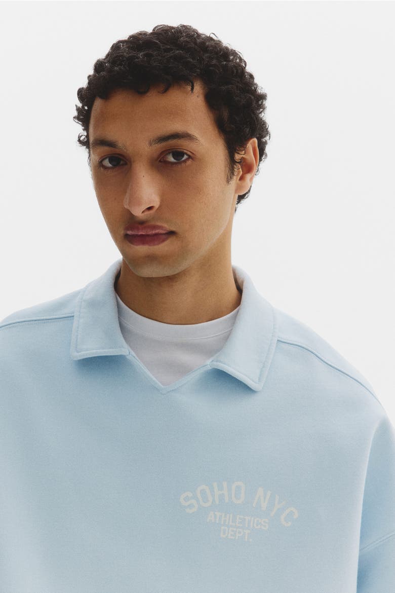 Oversized Fit Rugby Sweatshirt, Alternate, color, Light blue/Soho NYC