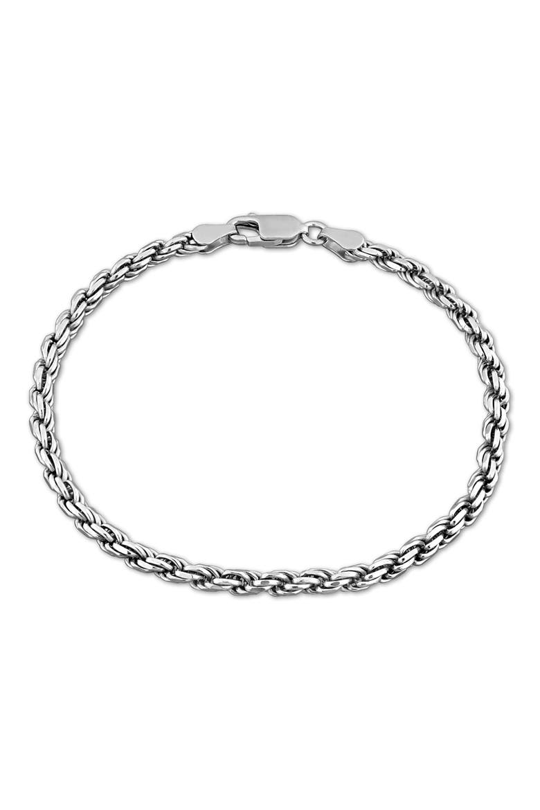 Diamond Cut Rope Chain Bracelet, Main, color, SILVER