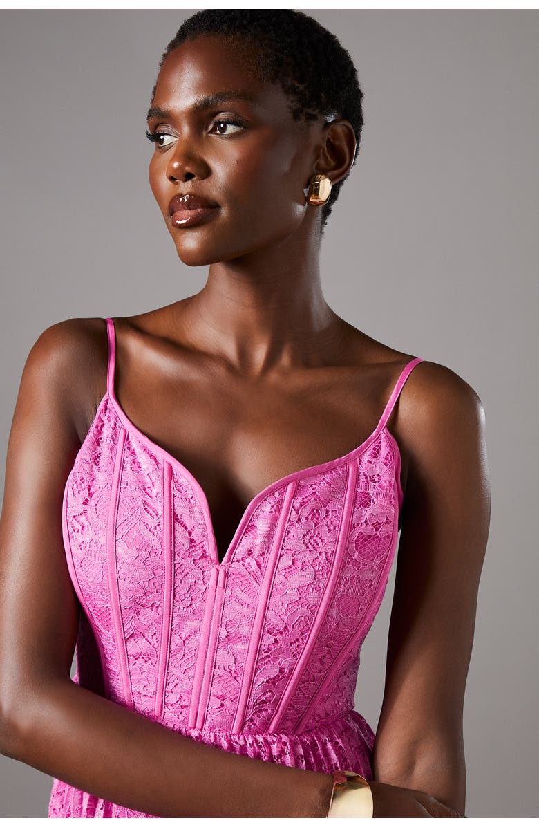 Coast Lace Pleated Maxi Dress, Alternate, color, Pink