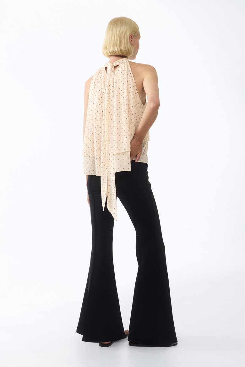 Tiered Tie-detail Top, Alternate, color, Light beige/polka dot