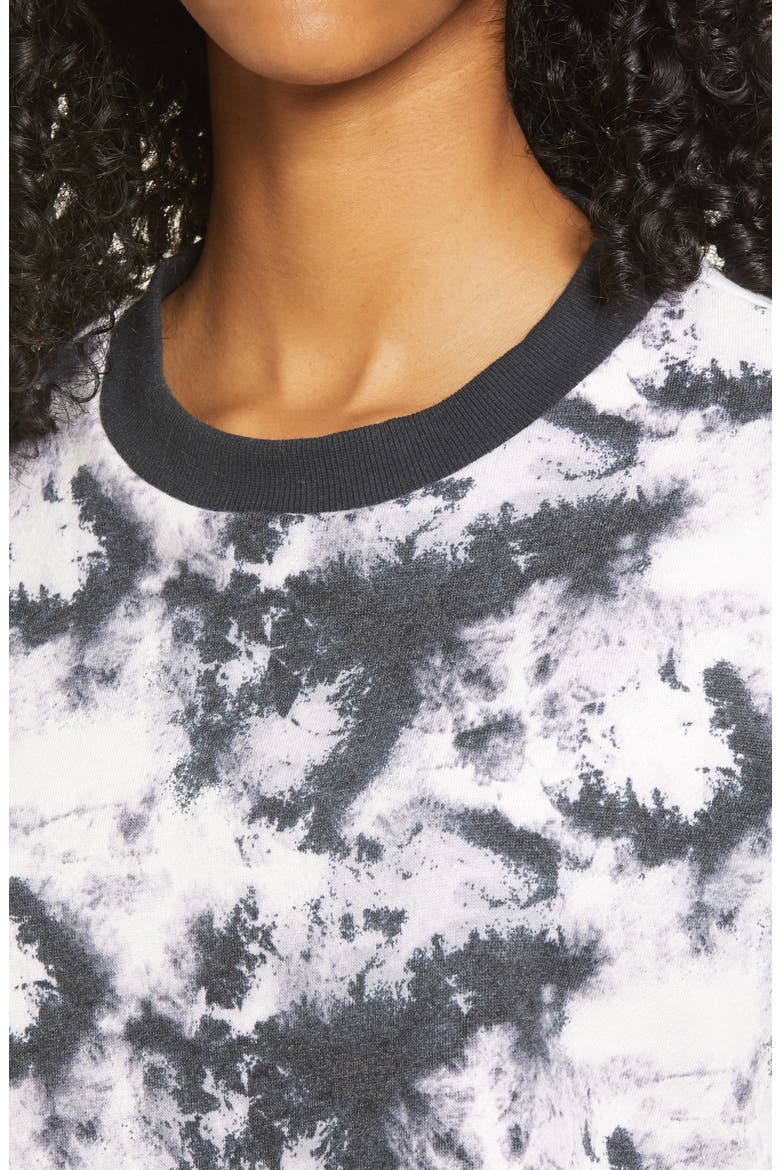 Crop Sweatshirt, Alternate, color, BLACK/ WHITE TIE DYE