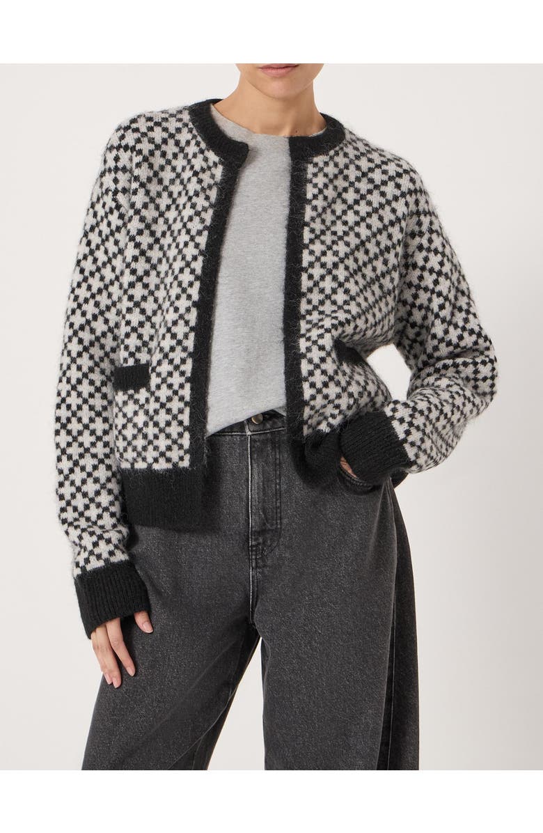 Hush Jacquard Wool Edge To Edge Cardigan, Alternate, color, Black