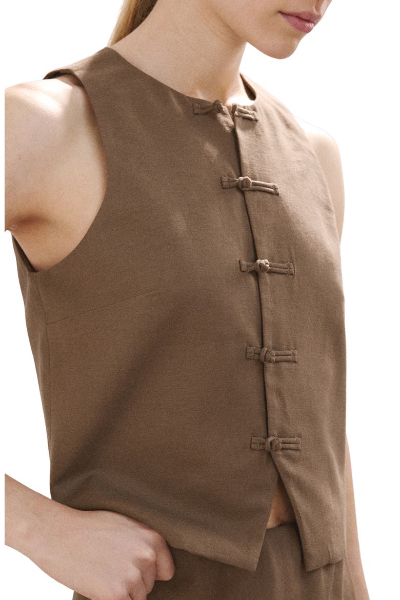 Toggle Closure Vest, Alternate, color, BROWN