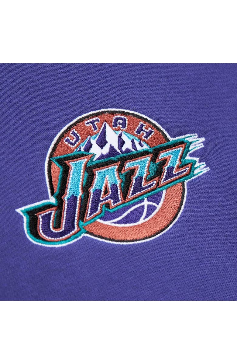 Mitchell & Ness Men's Mitchell & Ness Black/Purple Utah Jazz Hardwood Classics Vintage Logo Head Coach Pullover Sweatshirt, Alternate, color, Black
