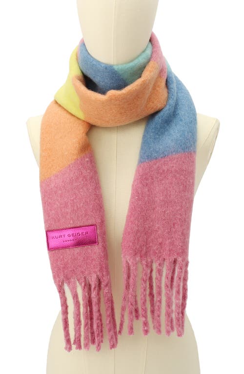 Kurt Geiger London Rainbow Wave Long Scarf In Pink