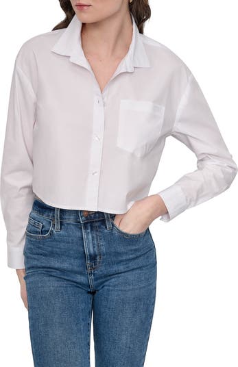 Crop Cotton Poplin Button-Up Shirt