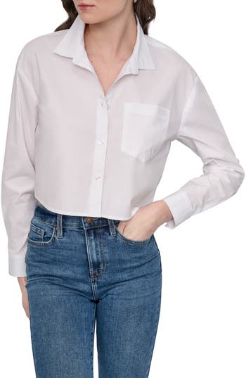 DKNY JEANS DKNY JEANS CROP COTTON POPLIN BUTTON-UP SHIRT
