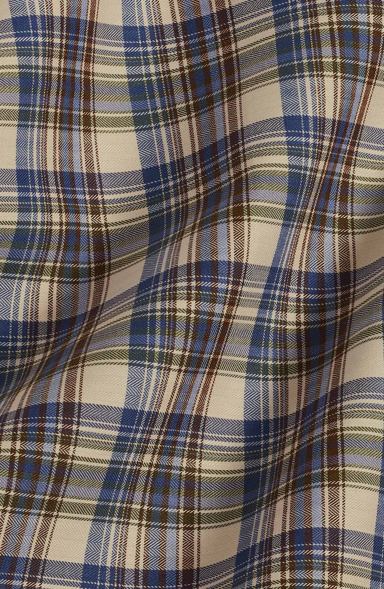 David Donahue Herringbone Plaid Cotton Blend Sport Shirt, Alternate, color,