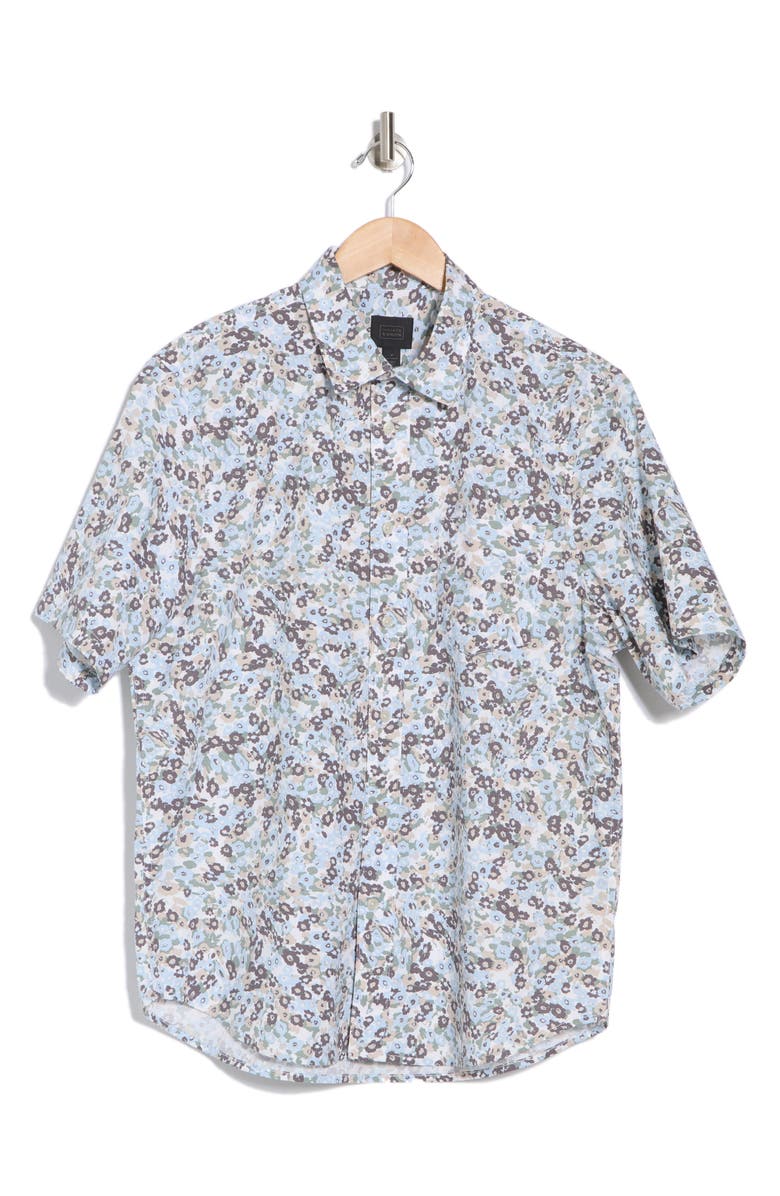 14th & Union Floral Cotton Poplin Short Sleeve Button-Up Shirt, Alternate, color, Blue Abbey Floral