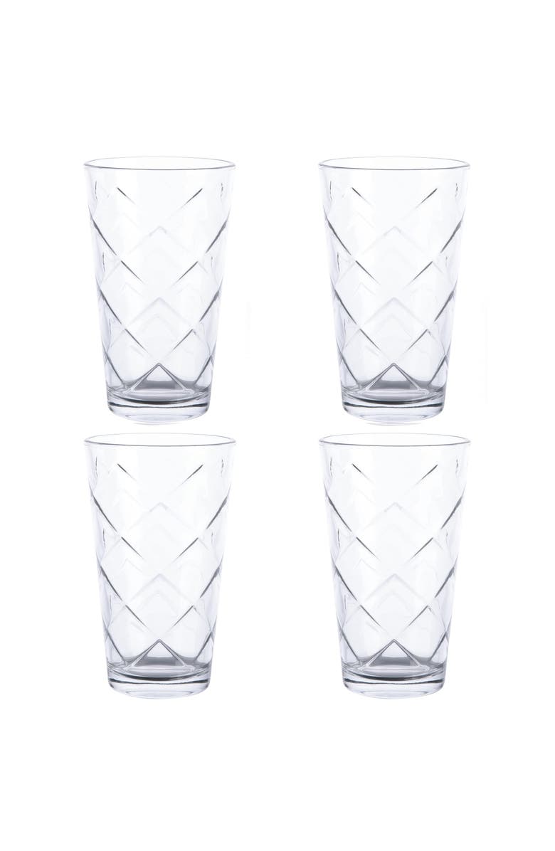 Gibson Home Lattice 4 Piece 16 Ounce Glass Tumbler Set, Alternate, color, Clear