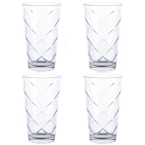 Gibson Home Lattice 4 Piece 16 Ounce Glass Tumbler Set In Transparent