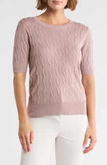 Elbow Sleeve Cable Knit Sweater