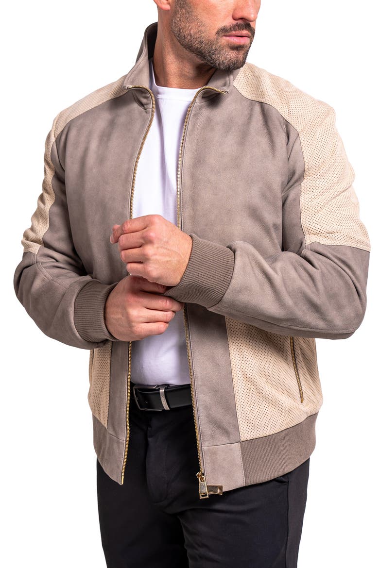 Resistance Mixed Media Suede Jacket, Alternate, color, GREY