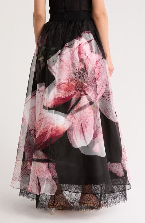 Alice And Olivia Nilda Voluminous Silk Maxi Skirt W Lace In Luna Floral