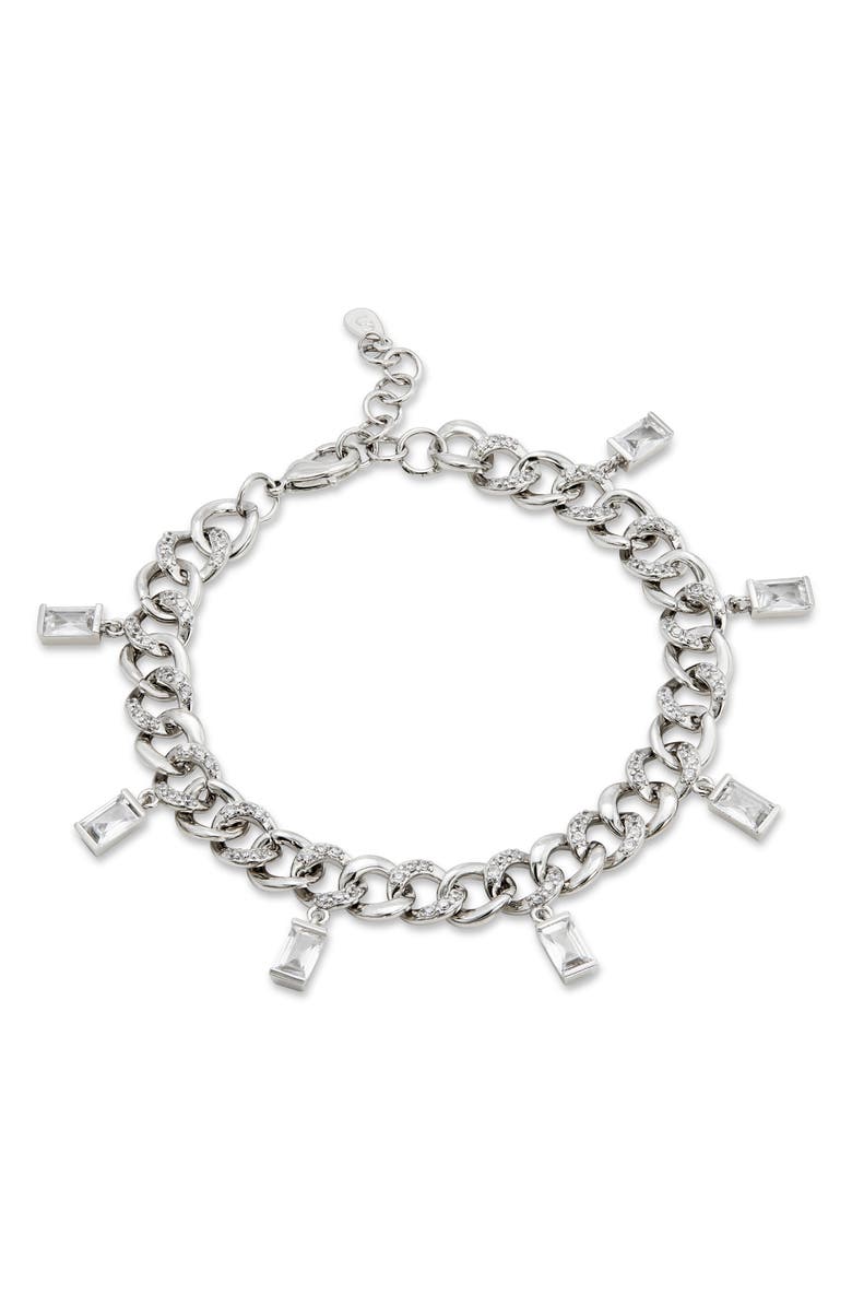 SAVVY CIE JEWELS Curb Chain Fringe Bracelet, Main, color, White