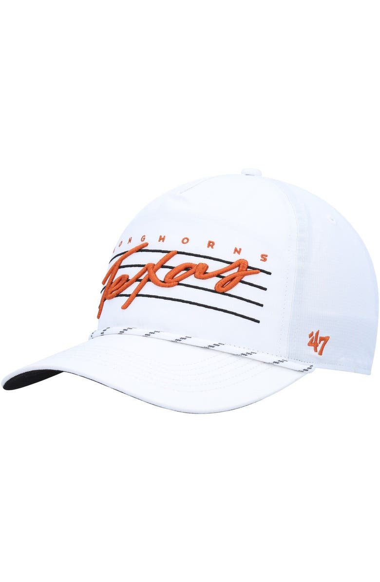 '47 Men's '47  White Texas Longhorns Downburst Hitch Trucker Snapback Hat, Main, color, 