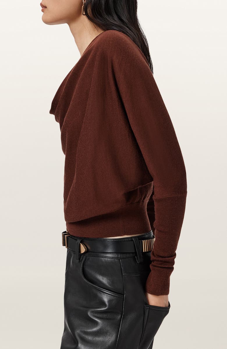 AllSaints Ridley Dolman Sleeve Crop Sweater, Alternate, color, Chestnut Brown