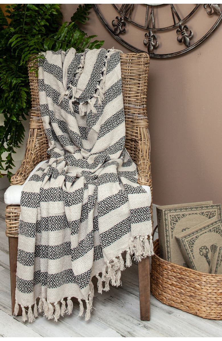 PARKLAND COLLECTION Rosie Transitional Beige 52" x 67" Woven Handloom Throw, Alternate, color, Beige