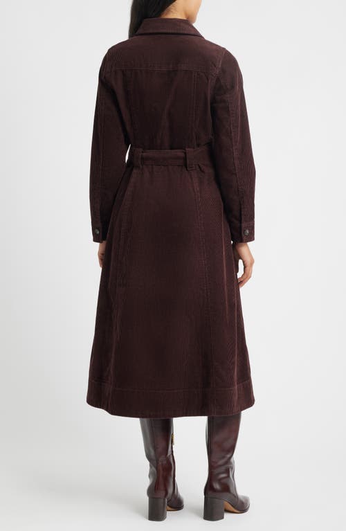 Wit & Wisdom Long Sleeve Corduroy Shirtdress In Burgundy