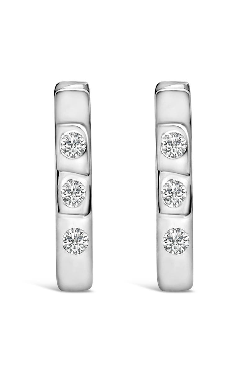 Haus of Brilliance 10K Gold 1/10 Cttw Three Stone Lab Grown Diamond Oval Huggies Hoop Earrings, Main, color, White